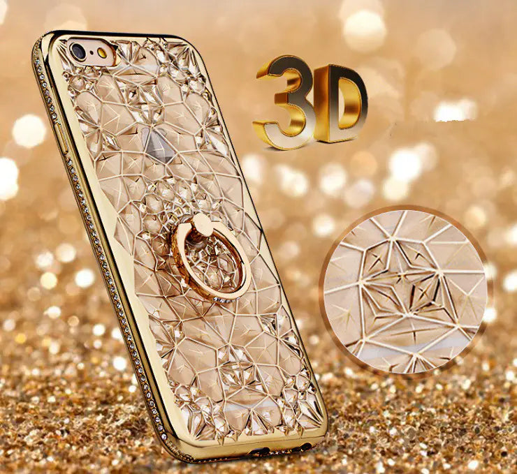 📱 Rhinestone Ring Phone Case | Elegant Durian Flower Design & 360° Grip ✨