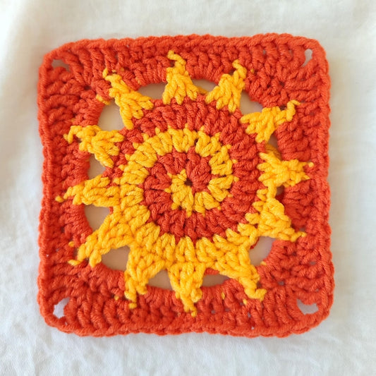 Spiral Sun Granny Square Coaster
