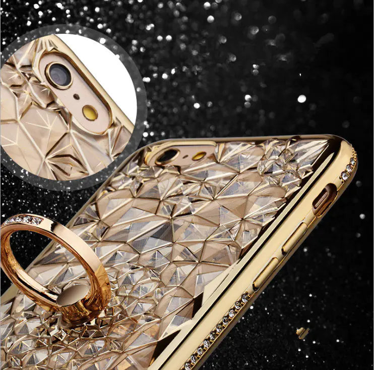 📱 Rhinestone Ring Phone Case | Elegant Durian Flower Design & 360° Grip ✨